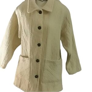 Boyne Valley Weavers Sweater Coat Button Front Cream Ivory One Size